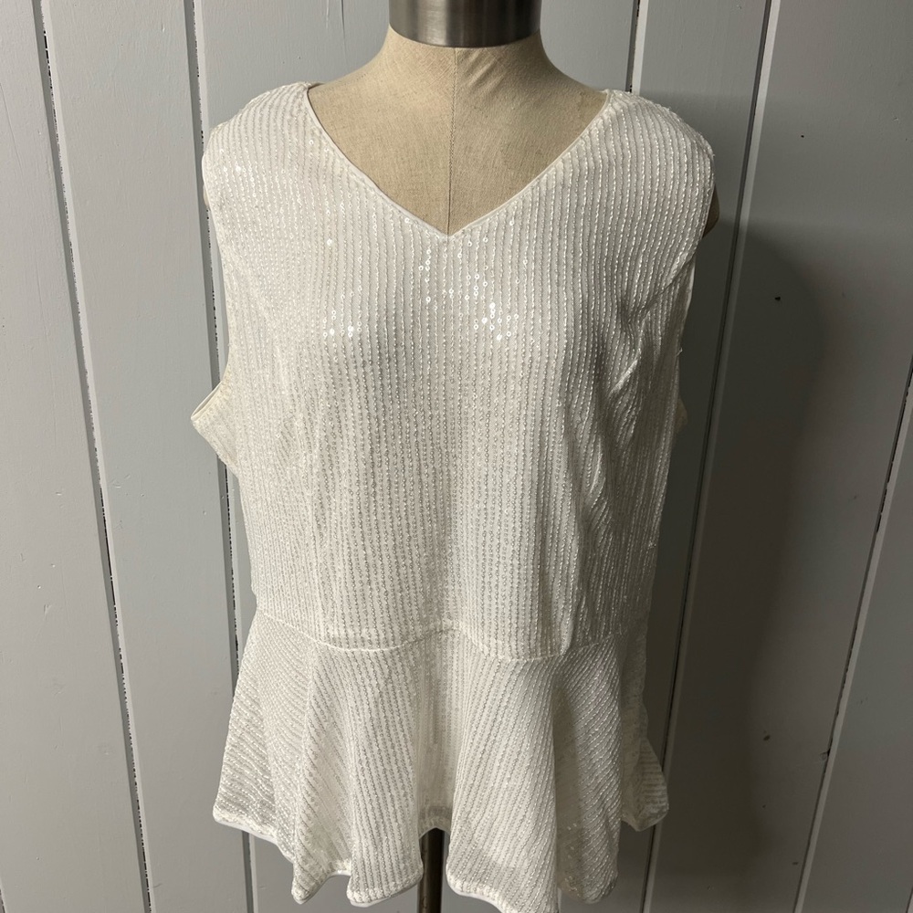 Grace Karin Ivory Sequin Top